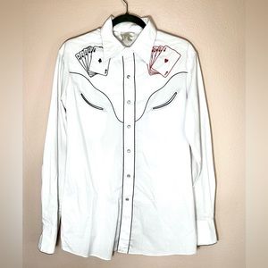 1970's vintage Kennington poker gambling Embroidered Western Shirt